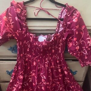 Hill House Pink Floral Midi Dress